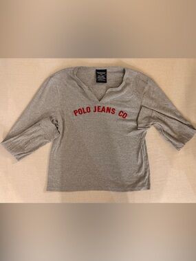 VINTAGE Lauren Ralph Lauren Gray Sweatshirt with Red Logo